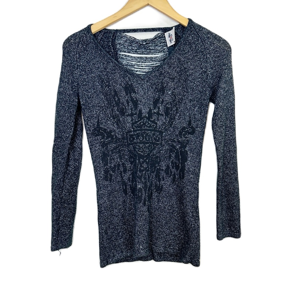 Harley-Davidson Black‎ Destructed Logo Knit Sweater Women’s Sz XS